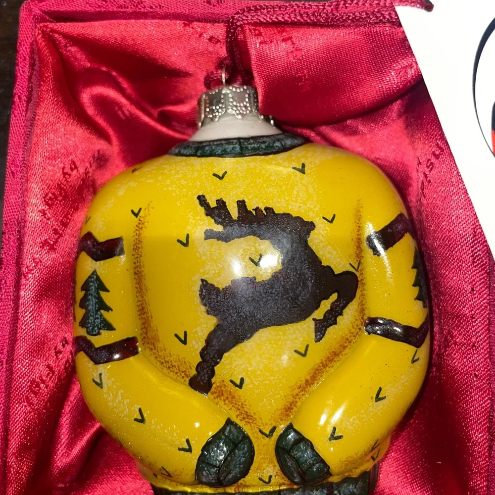Inside‎ Art By Figi Ugly Christmas Reindeer Sweater Ornament Yellow Sweatshirt